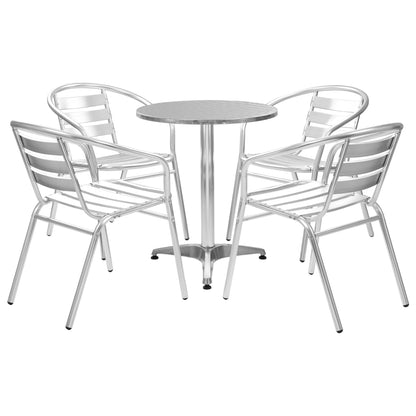 Set da Pranzo da Giardino 5 pz in Alluminio Argento