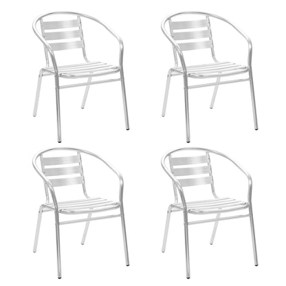 Set da Pranzo da Giardino 5 pz in Alluminio Argento