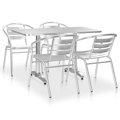 Set da Pranzo da Giardino 5 pz in Alluminio Argento
