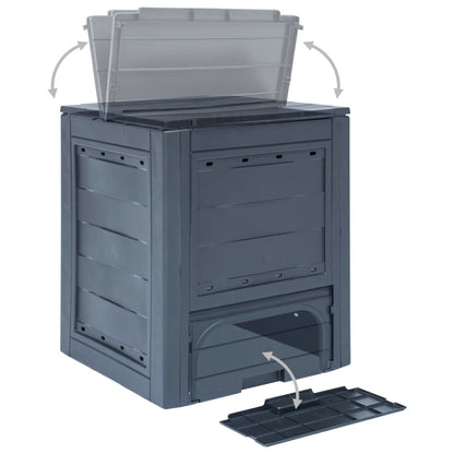Compostiere per Giardino 2 pz Grigio 60x60x73 cm 520 L