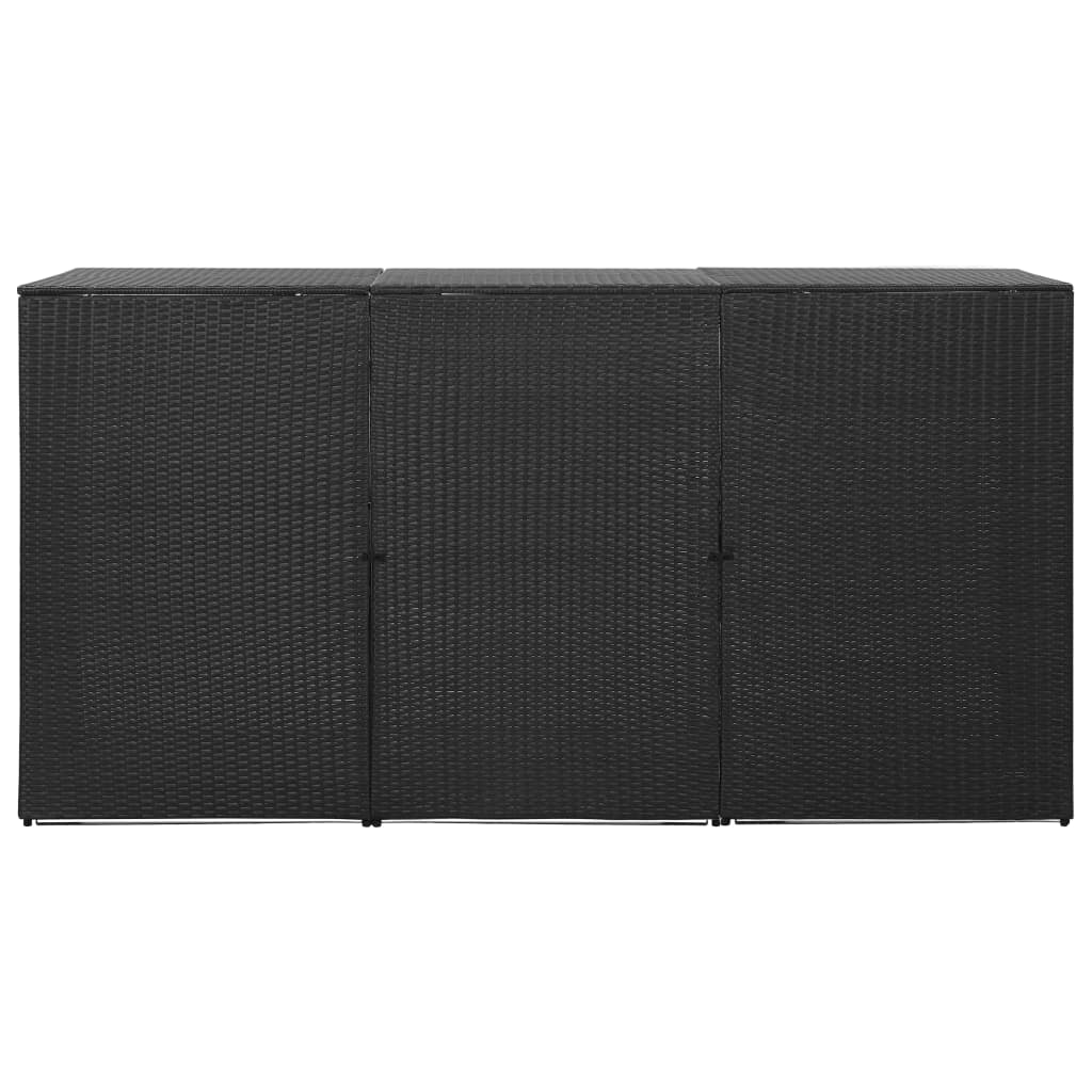 Copribidone Triplo Spazzatura Nero 229x78x120 cm in Polyrattan