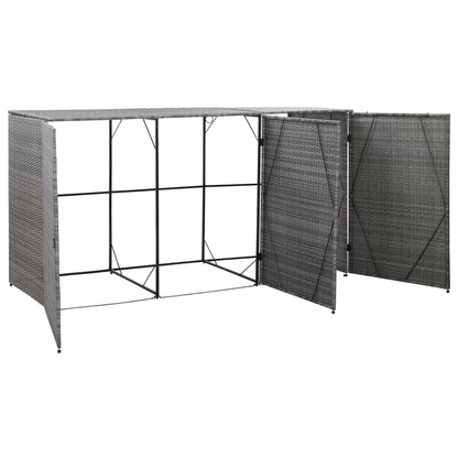 Copribidone Triplo Spazzatura Antracite 229x78x120cm Polyrattan