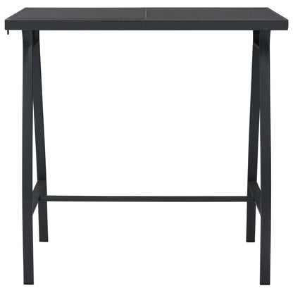 Tavolo da Bar da Giardino Nero 110x60x110 cm in Vetro Temperato