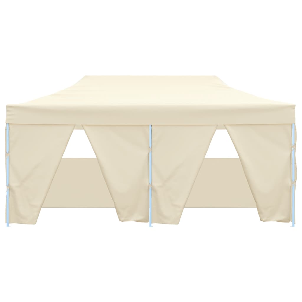 Gazebo Professionale Pieghevole con 4 Pareti 3x6m Acciaio Crema
