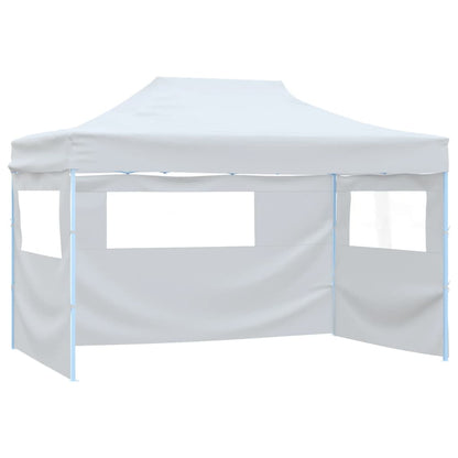 Tendone per Feste Pieghevole con 3 Pareti 3x4,5 m Bianco