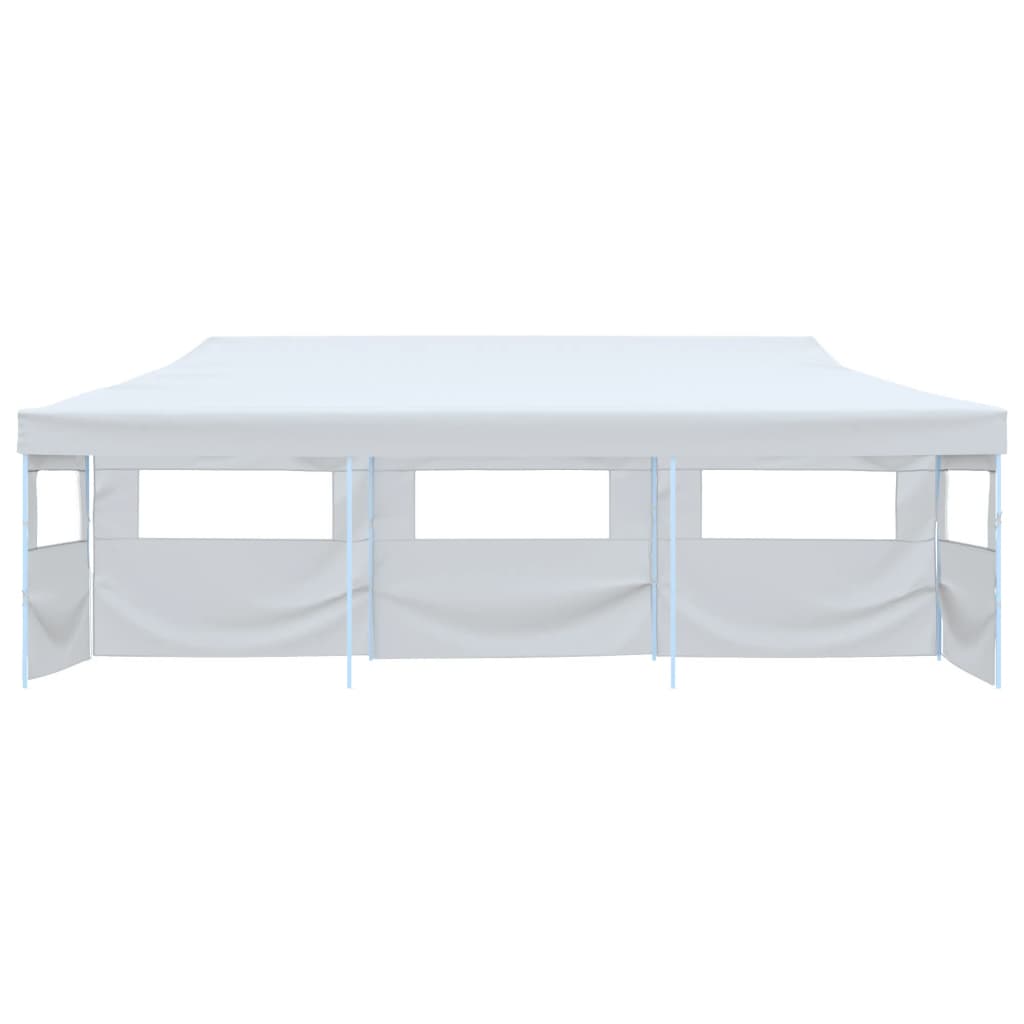 Tenda Pieghevole Pop-Up con 5 Pareti Laterali 3x9 m Bianca