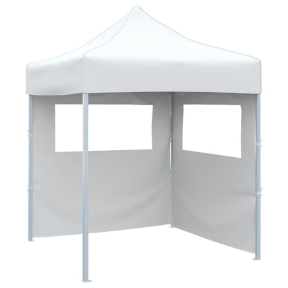 Gazebo Pieghevole Professionale 2 Pareti 2x2m Acciaio Bianco