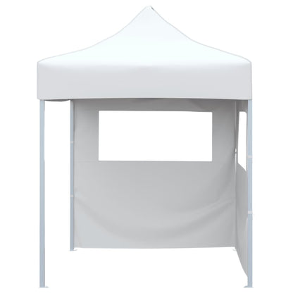 Gazebo Pieghevole Professionale 2 Pareti 2x2m Acciaio Bianco