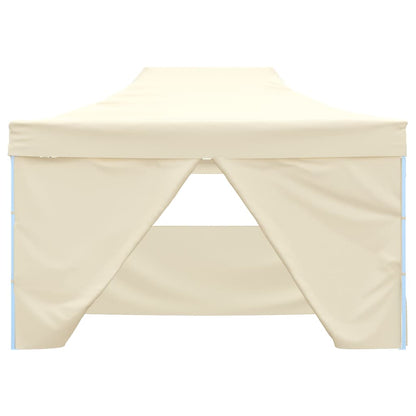 Gazebo Professionale Pieghevole con 4 Pareti 3x4m Acciaio Crema