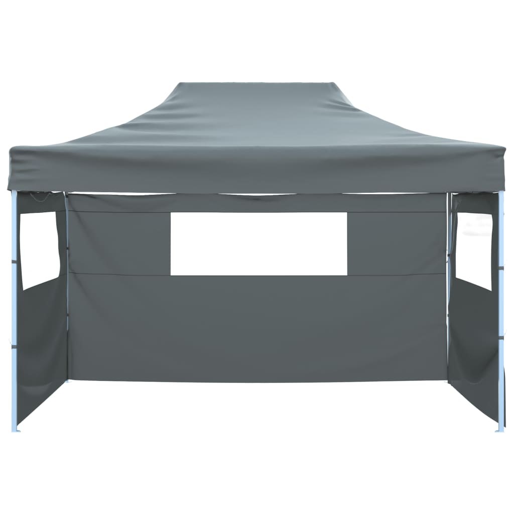 Gazebo Professionale Pieghevole 3 Pareti 3x4m Acciaio Antracite