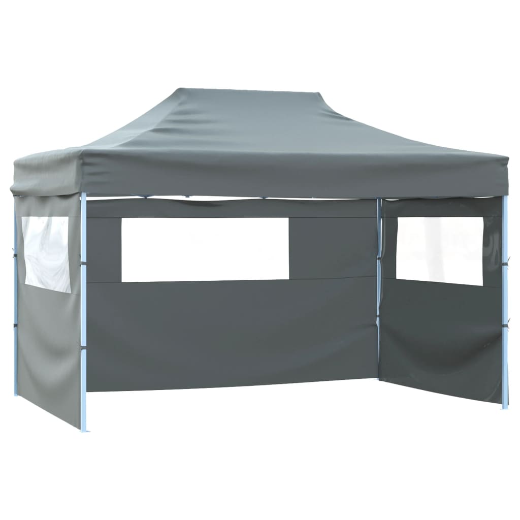 Gazebo Professionale Pieghevole 4 Pareti 3x4m Acciaio Antracite