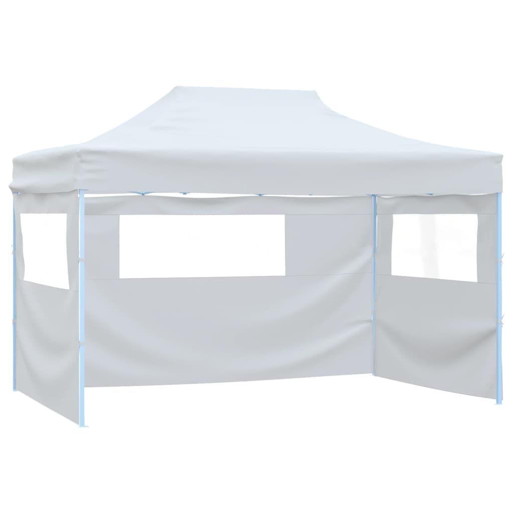 Gazebo Professionale Pieghevole 3 Pareti 3x4m Acciaio Bianco