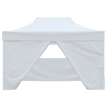Gazebo Professionale Pieghevole 4 Pareti 3x4m Acciaio Bianco