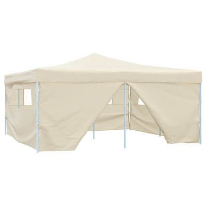 Gazebo Pieghevole con 4 Pareti 5x5 m Crema