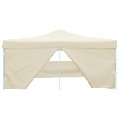 Gazebo Pieghevole con 4 Pareti 5x5 m Crema