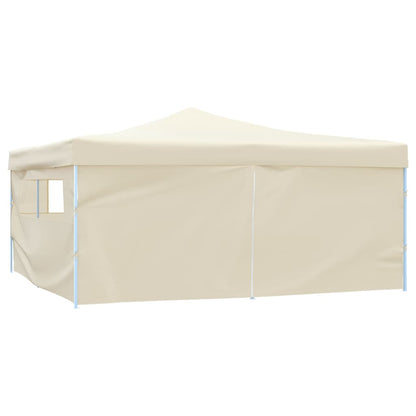 Gazebo Pieghevole con 4 Pareti 5x5 m Crema
