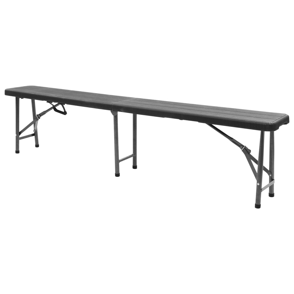 Panchine da Giardino Pieghevoli 2 pz 180 cm in HDPE Nere