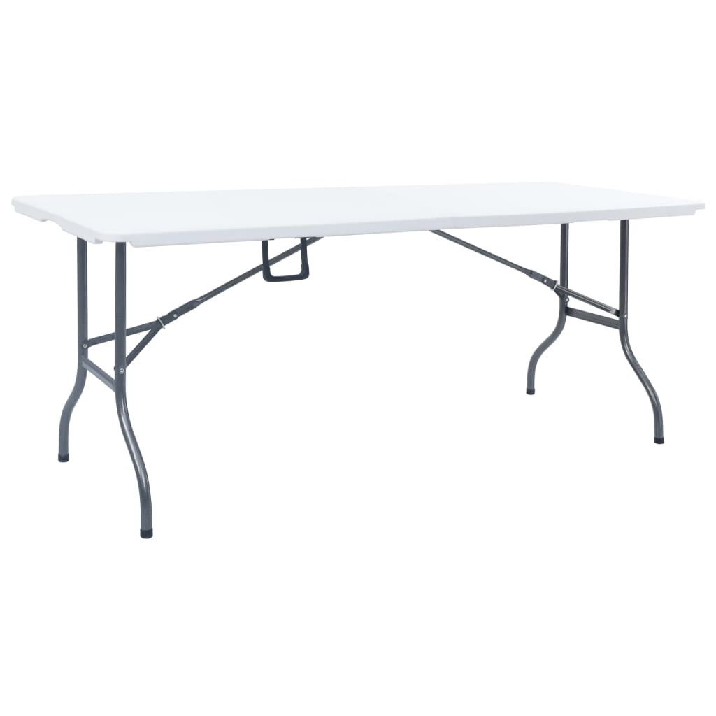 Tavolo Giardino Pieghevole 2 Panche 180cm Acciaio e HDPE Bianco