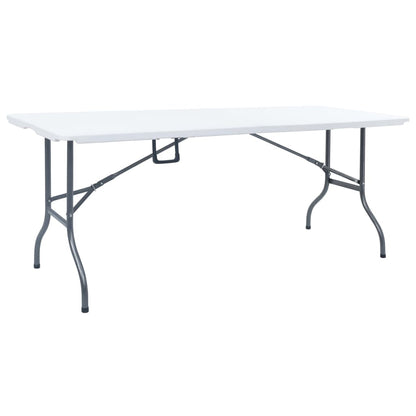 Tavolo Giardino Pieghevole 2 Panche 180cm Acciaio e HDPE Bianco