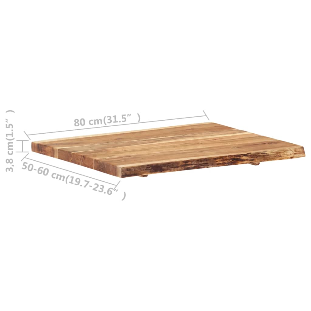 Piano del Tavolo in Legno Massello di Acacia 80x(50-60)x3,8 cm