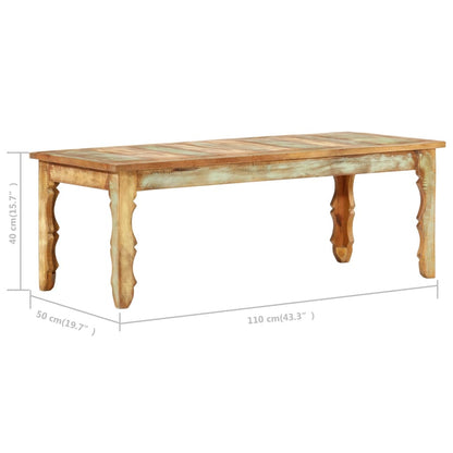 Tavolino da Salotto 110x50x40 cm in Legno Massello di Recupero