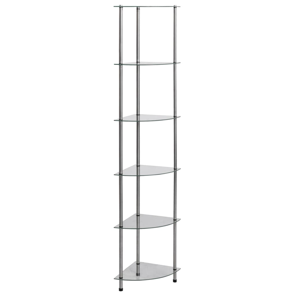 Scaffale a 6 Livelli Trasparente 30x30x160 cm Vetro Temperato