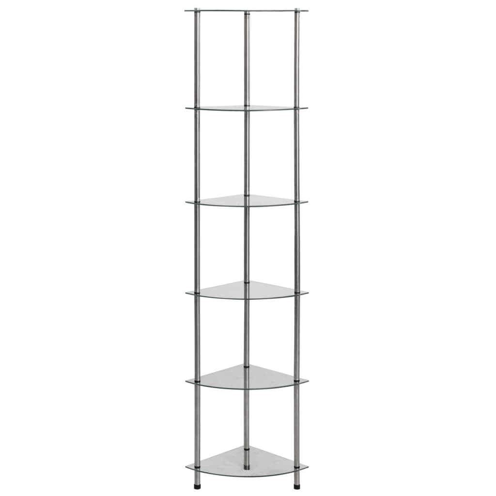 Scaffale a 6 Livelli Trasparente 30x30x160 cm Vetro Temperato