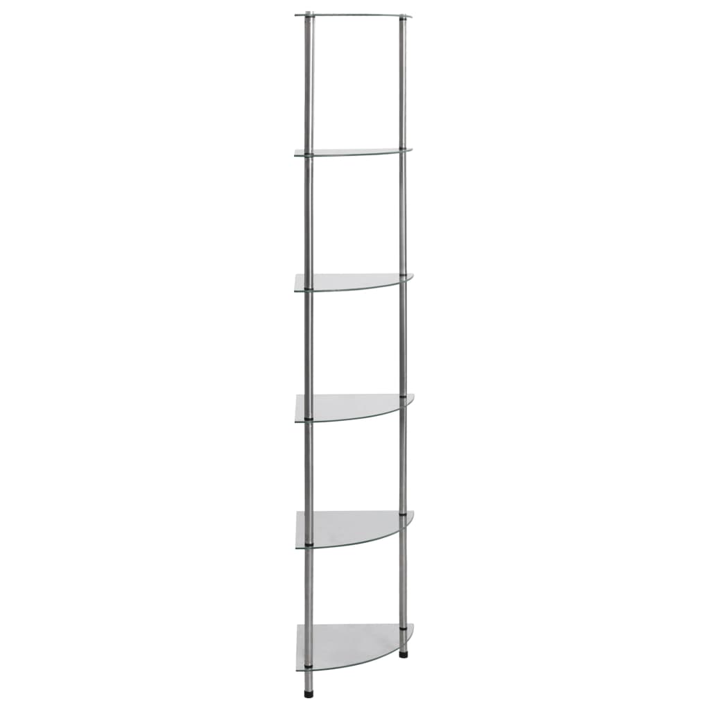 Scaffale a 6 Livelli Trasparente 30x30x160 cm Vetro Temperato