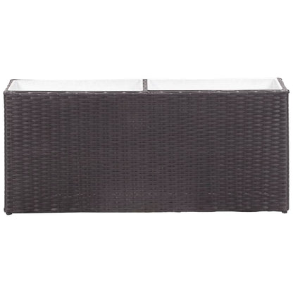 Letto Rialzato da Giardino 2 Vasi 90x20x40 cm Polyrattan Nero