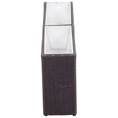 Letto Rialzato da Giardino 2 Vasi 90x20x40 cm Polyrattan Nero