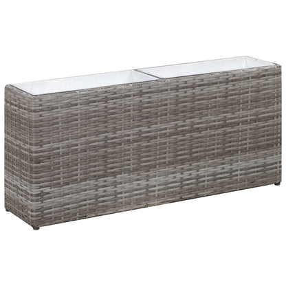 Letto Rialzato con 2 Vasi 90x20x40 cm Polyrattan Grigio