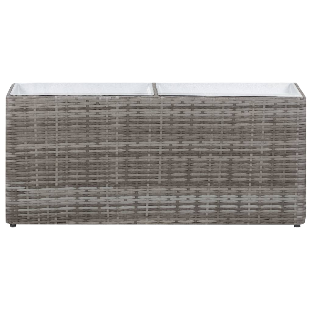Letto Rialzato con 2 Vasi 90x20x40 cm Polyrattan Grigio
