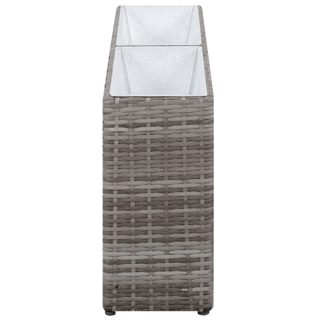 Letto Rialzato con 2 Vasi 90x20x40 cm Polyrattan Grigio