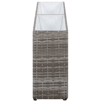 Letto Rialzato con 2 Vasi 90x20x40 cm Polyrattan Grigio