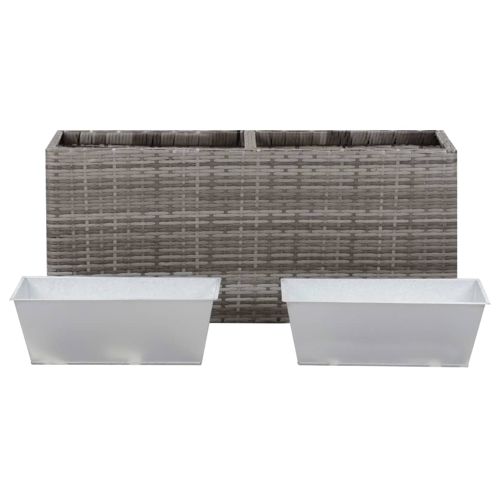 Letto Rialzato con 2 Vasi 90x20x40 cm Polyrattan Grigio