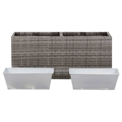 Letto Rialzato con 2 Vasi 90x20x40 cm Polyrattan Grigio