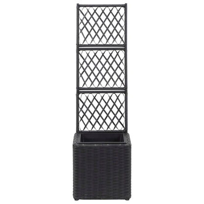 Letto Rialzato con Traliccio 1 Vaso 30x30x107cm Polyrattan Nero