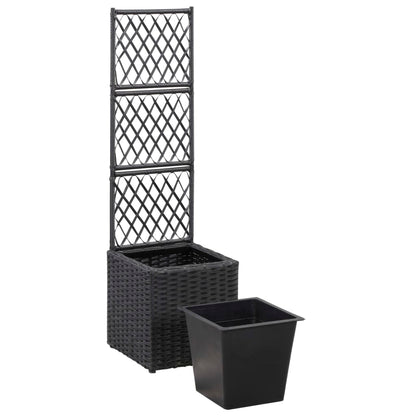Letto Rialzato con Traliccio 1 Vaso 30x30x107cm Polyrattan Nero