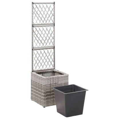 Letto Rialzato a Traliccio 1 Vaso 30x30x107cm Polyrattan Grigio