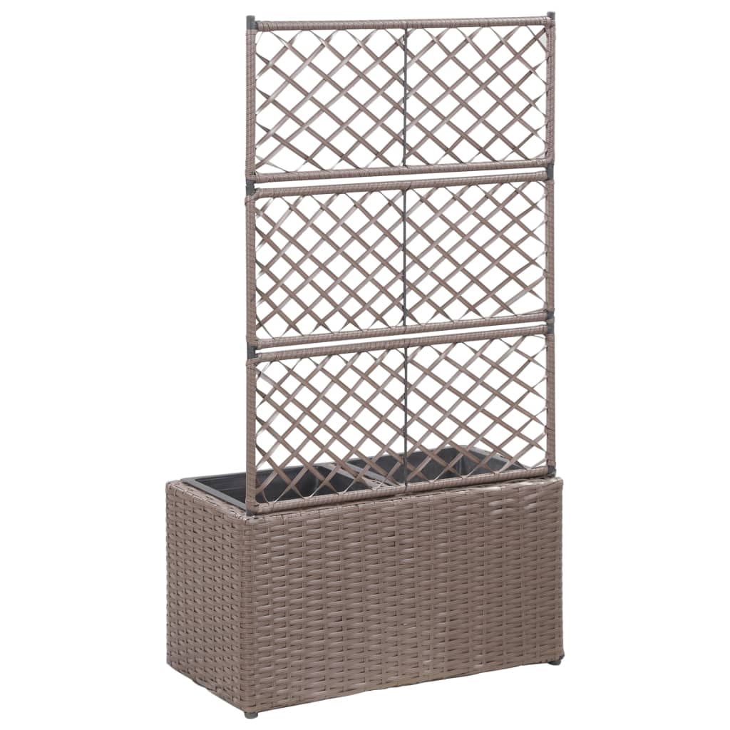 Letto Rialzato Traliccio 2 Vasi 58x30x107 cm Polyrattan Marrone