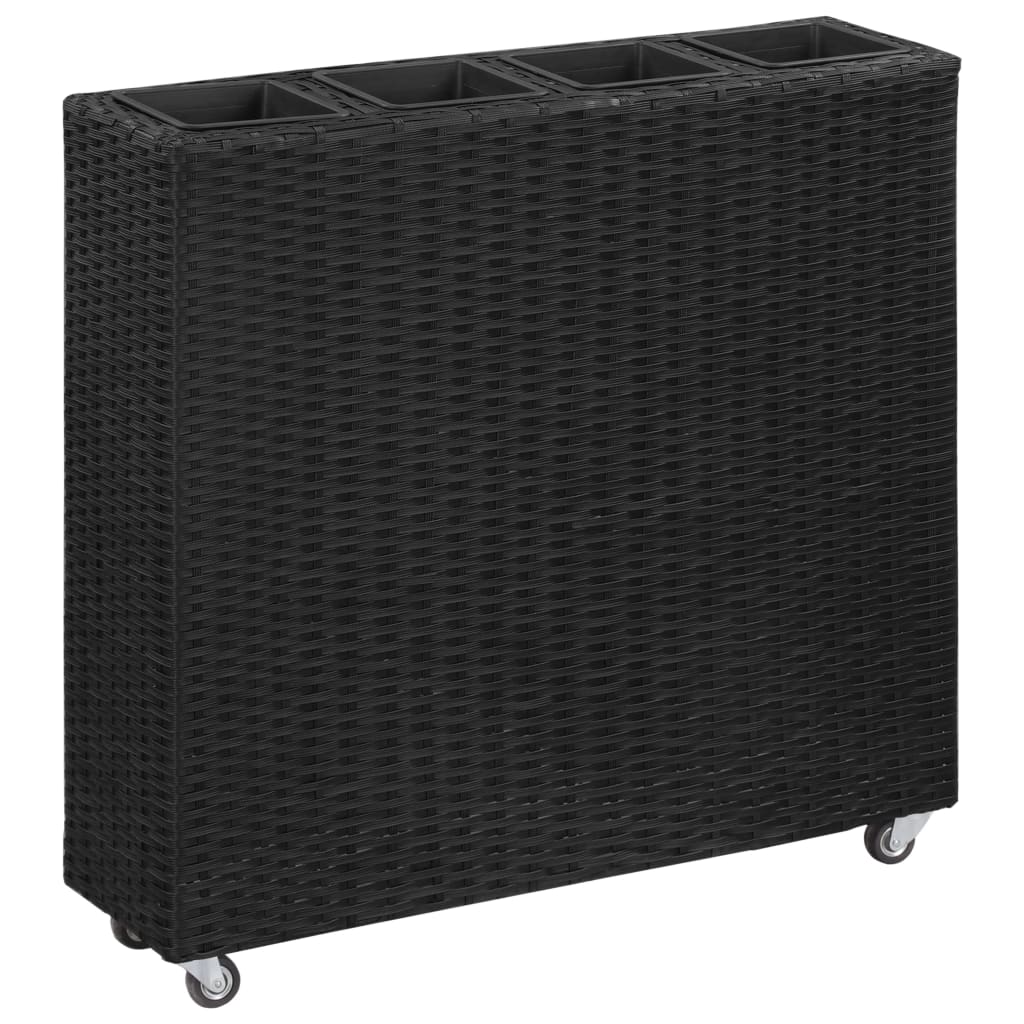Letto Rialzato con 4 Vasi 80x22x79 cm in Polyrattan Nero