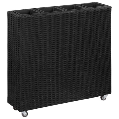 Letto Rialzato con 4 Vasi 80x22x79 cm in Polyrattan Nero