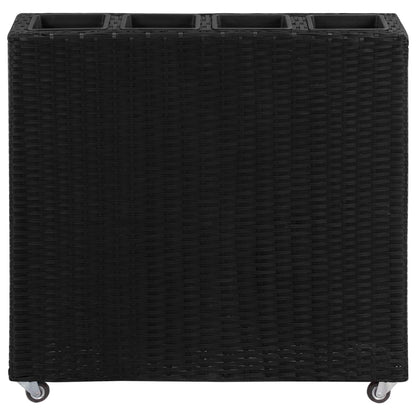Letto Rialzato con 4 Vasi 80x22x79 cm in Polyrattan Nero