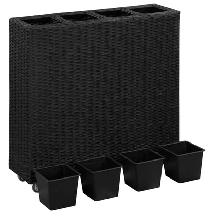 Letto Rialzato con 4 Vasi 80x22x79 cm in Polyrattan Nero