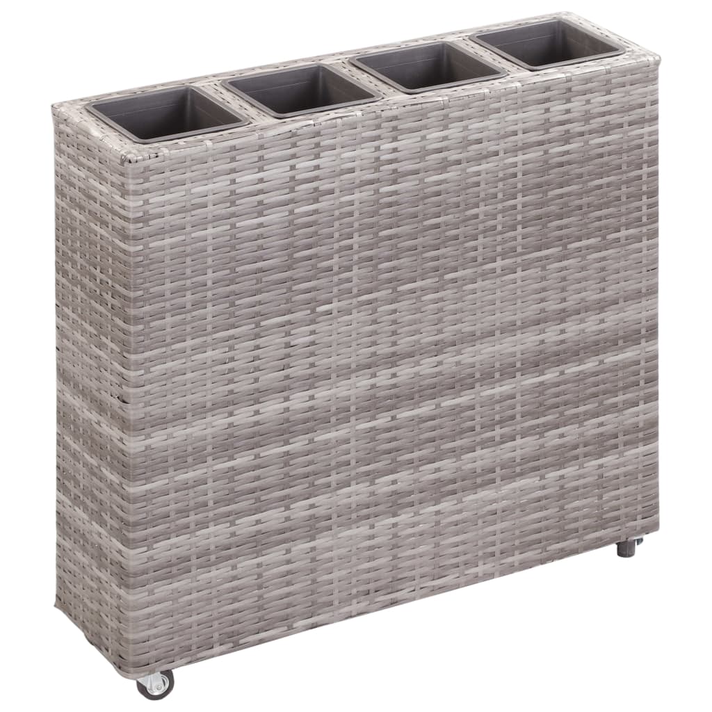 Letto Rialzato con 4 Vasi 80x22x79 cm in Polyrattan Grigio