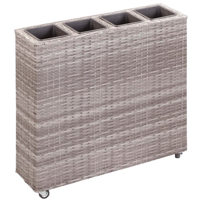 Letto Rialzato con 4 Vasi 80x22x79 cm in Polyrattan Grigio