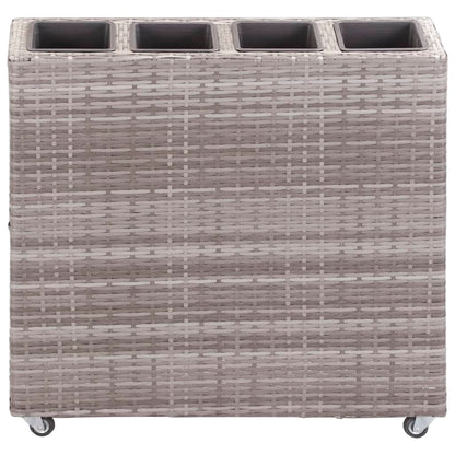 Letto Rialzato con 4 Vasi 80x22x79 cm in Polyrattan Grigio