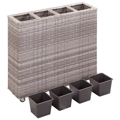 Letto Rialzato con 4 Vasi 80x22x79 cm in Polyrattan Grigio