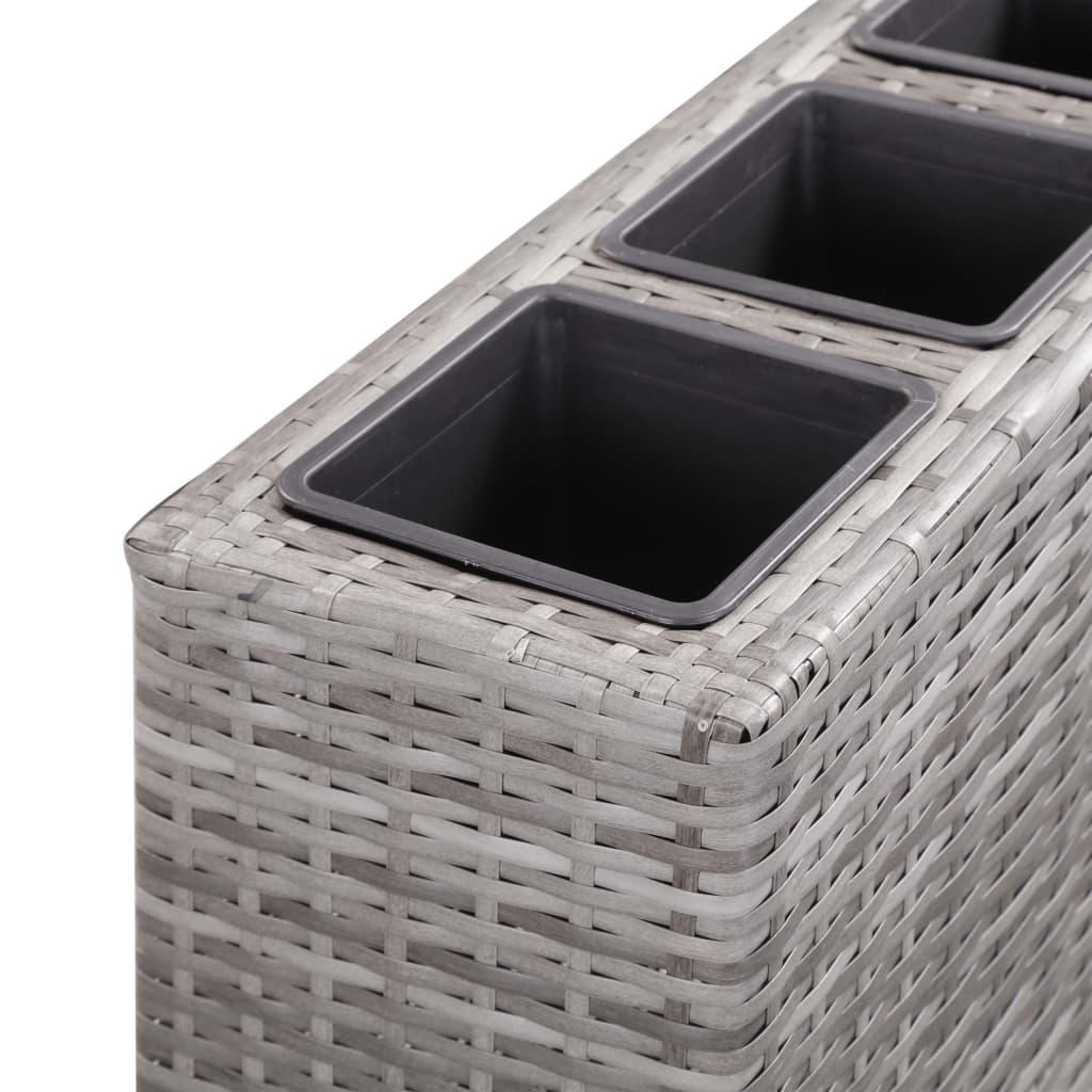 Letto Rialzato con 4 Vasi 80x22x79 cm in Polyrattan Grigio