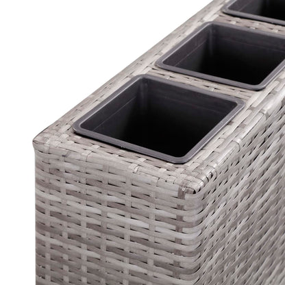 Letto Rialzato con 4 Vasi 80x22x79 cm in Polyrattan Grigio